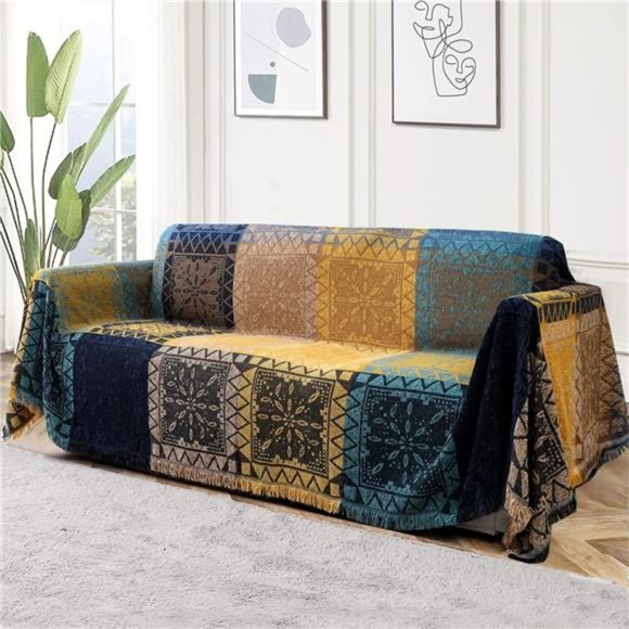 Turquoize Boho Couch Cover Bohemian Cotton Sofa Cover X Large 71x118